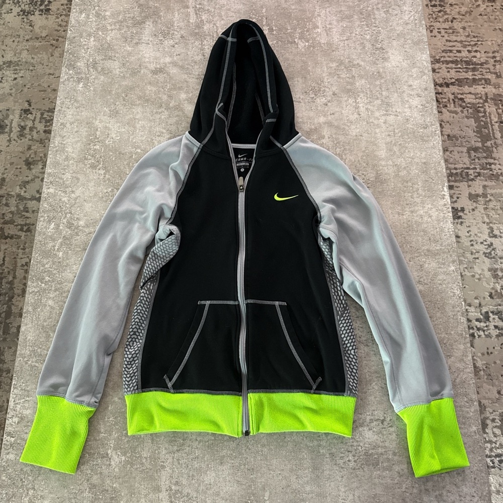 Nike Therma-Fit Black and Gray Jacket with Neon Accents